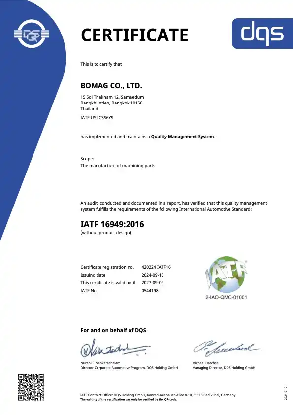 Bomag Co.,Ltd. - IATF Certificate
